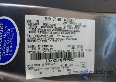 2011 Ford Focus Ses z USA, uszkodzony, nr VIN 1FAHP3GN9BW196043